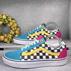 VANS Old Skool Multicolored Checkered Sneakers Shoes